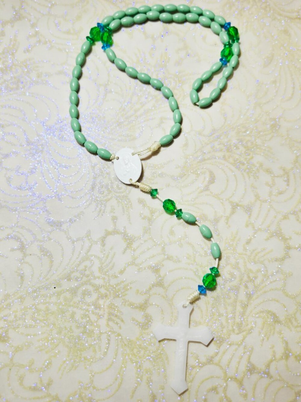Daily 17" Fern & Jade Green Religious Unisex Catholic Rosary Prayer Beads